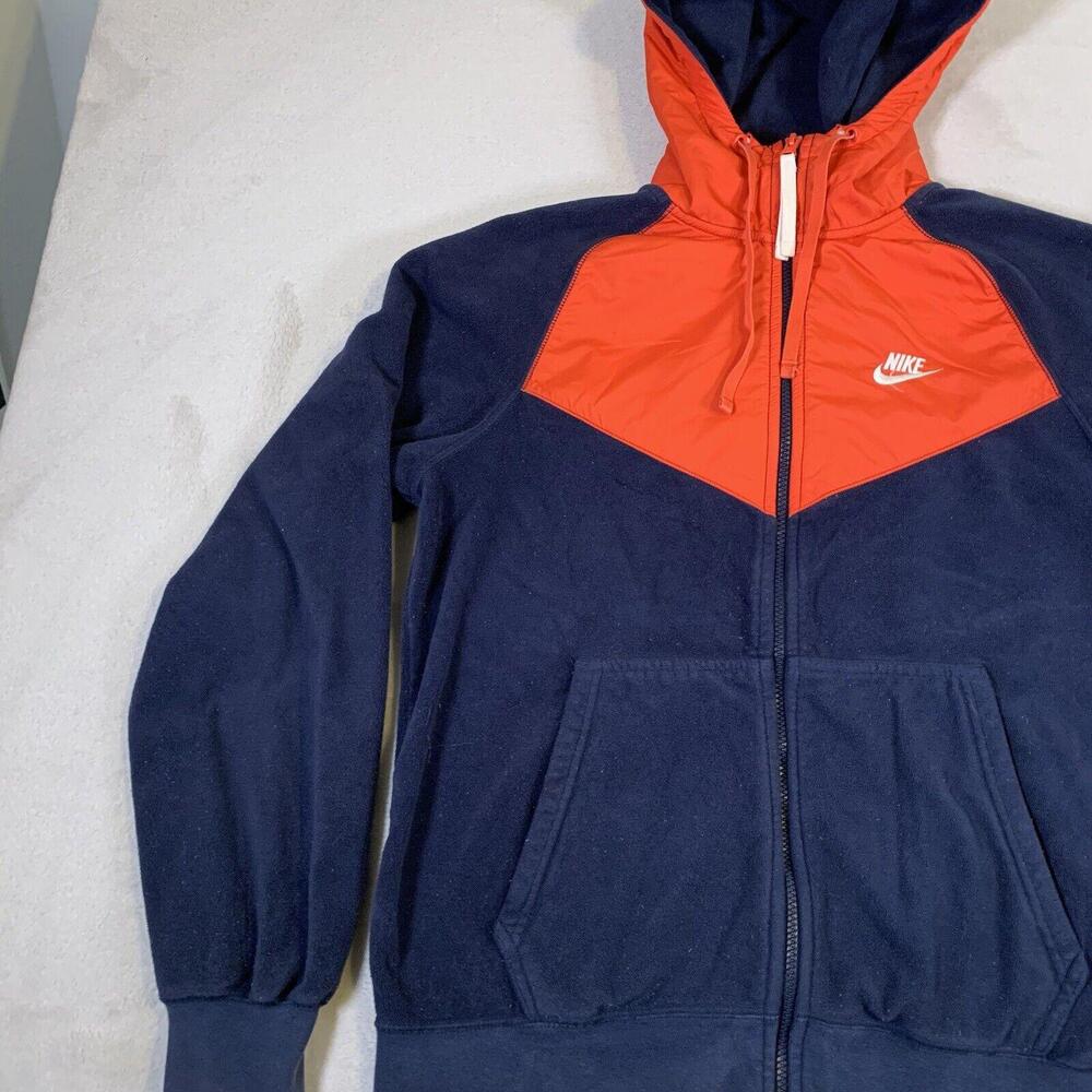 Nike Sportswear Windrunner Full Zip Fleece Jacket Mens Medium Blue Red Hooded B3 - Picture 7 of 15